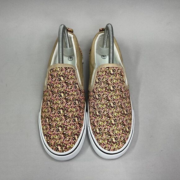 Women's Size 7 Yellow‎ Floral Slip On Sneakers - Picture 3 of 12
